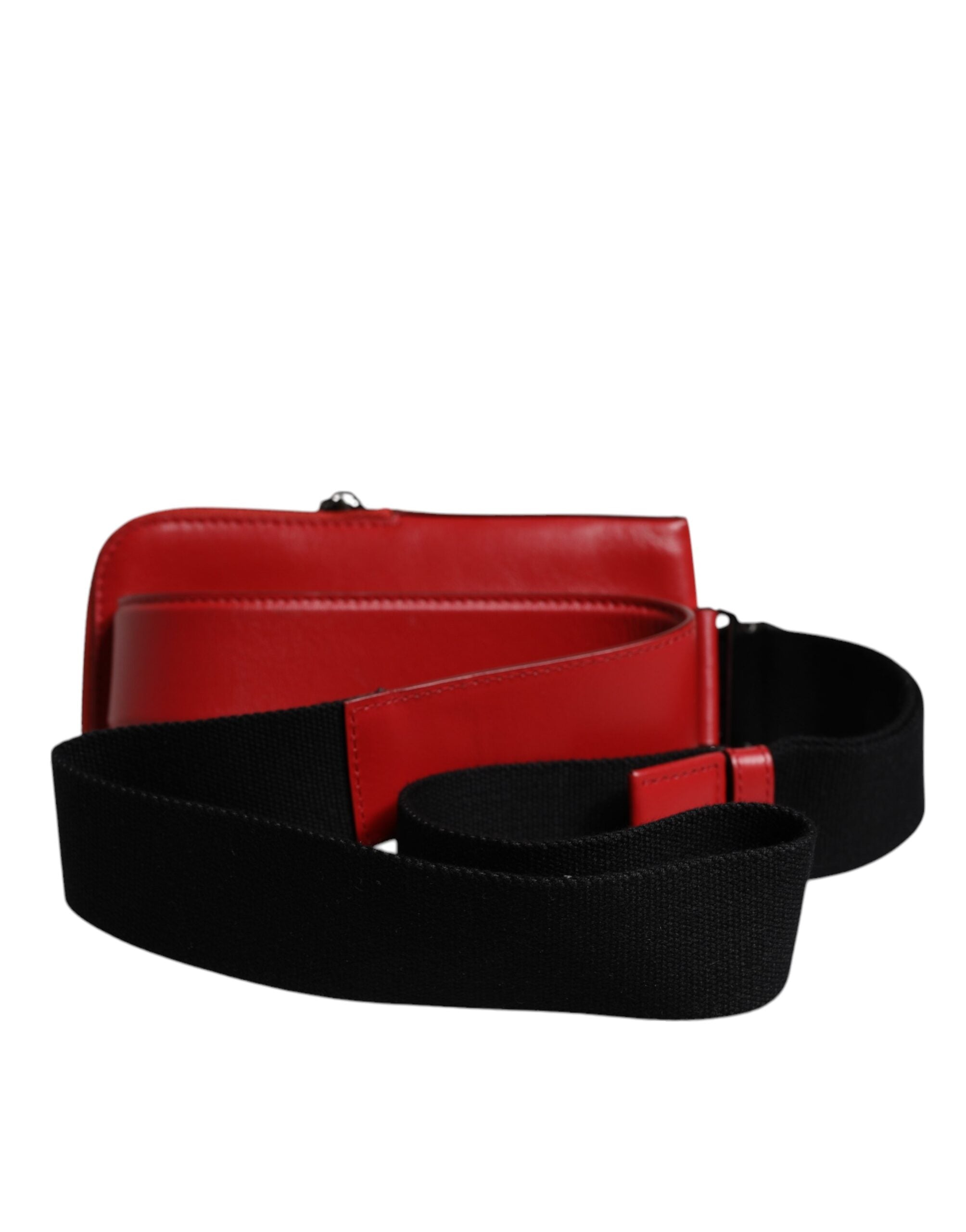 Dolce &amp; Gabbana Red Calfskin Logo Purse Phone Belt Waist Bag