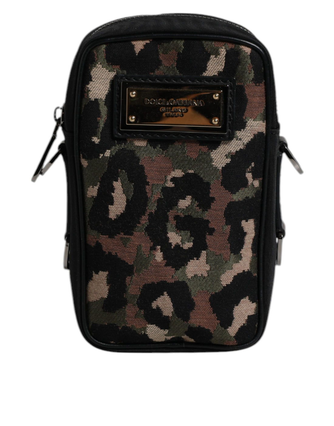 Dolce &amp;amp; Gabbana Flerfärgad Leopard Jacquard Logotypplack Halsremsväska