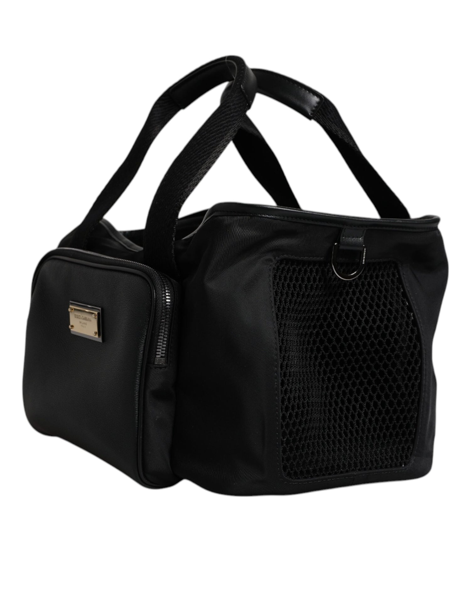 Dolce &amp; Gabbana Black Shoulder Strap Pet Carry Logo Plaque Bag