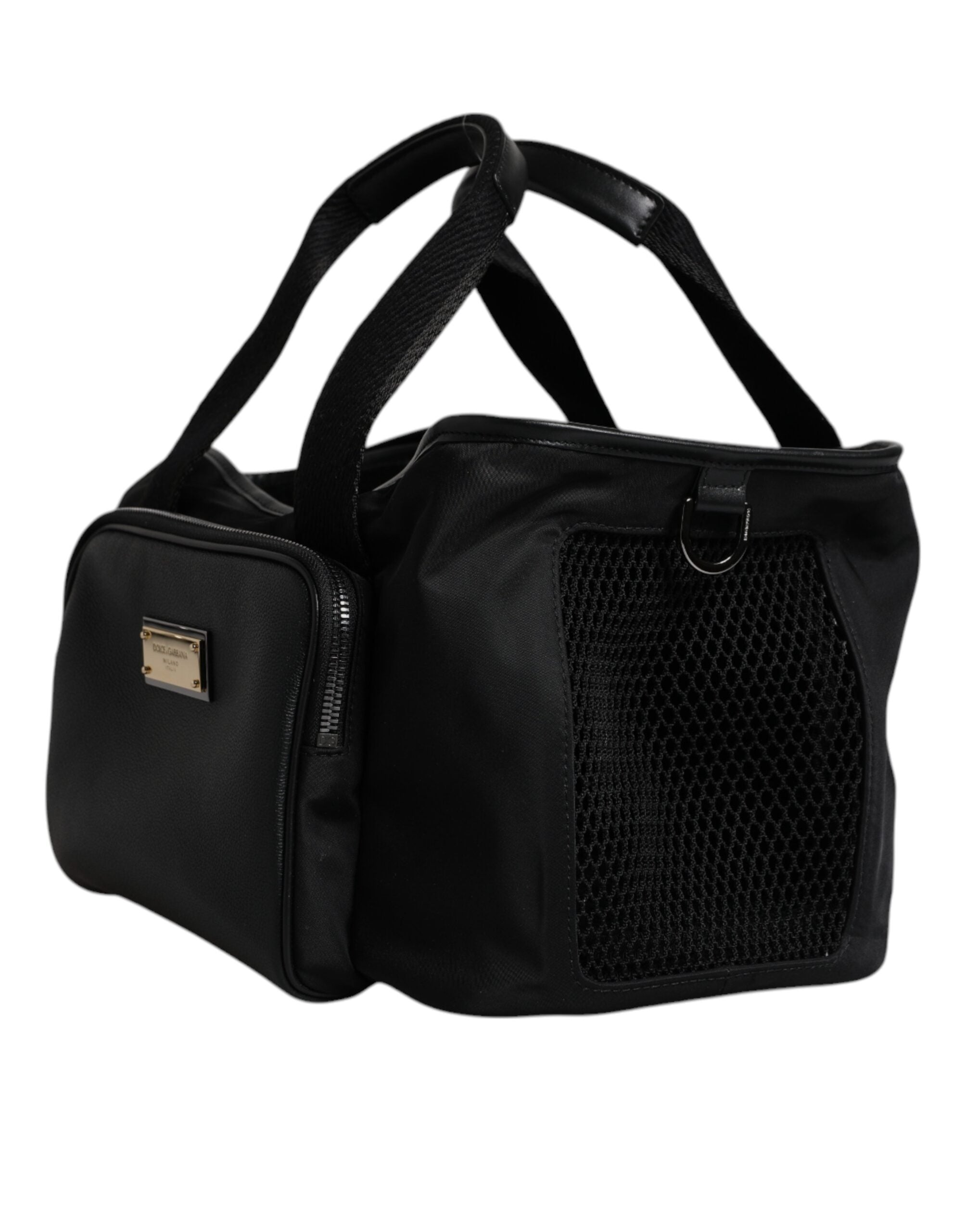 Dolce &amp; Gabbana Black Shoulder Strap Pet Carry Logo Plaque Bag