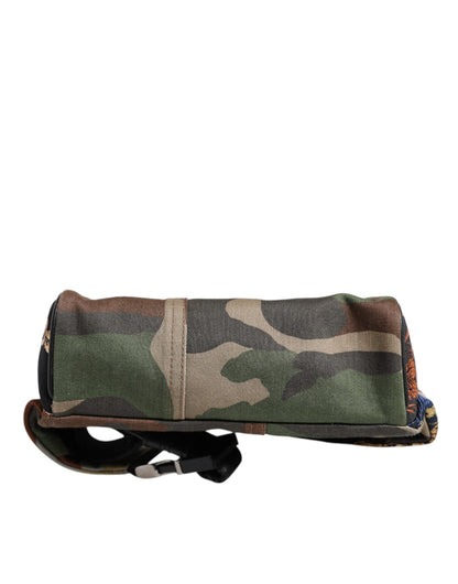 Dolce &amp; Gabbana Multicolor Camouflage Patchwork Logo Waist Fanny Pack Bag