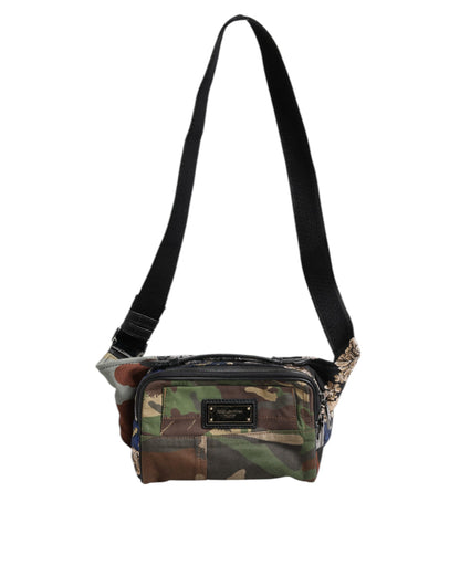 Dolce &amp; Gabbana Multicolor Camouflage Patchwork Logo Waist Fanny Pack Bag