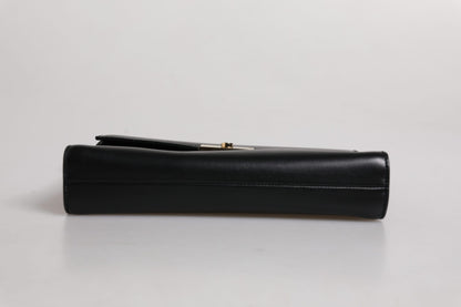 Dolce &amp; Gabbana Black Leather Logo Plaque Document Briefcase Bag