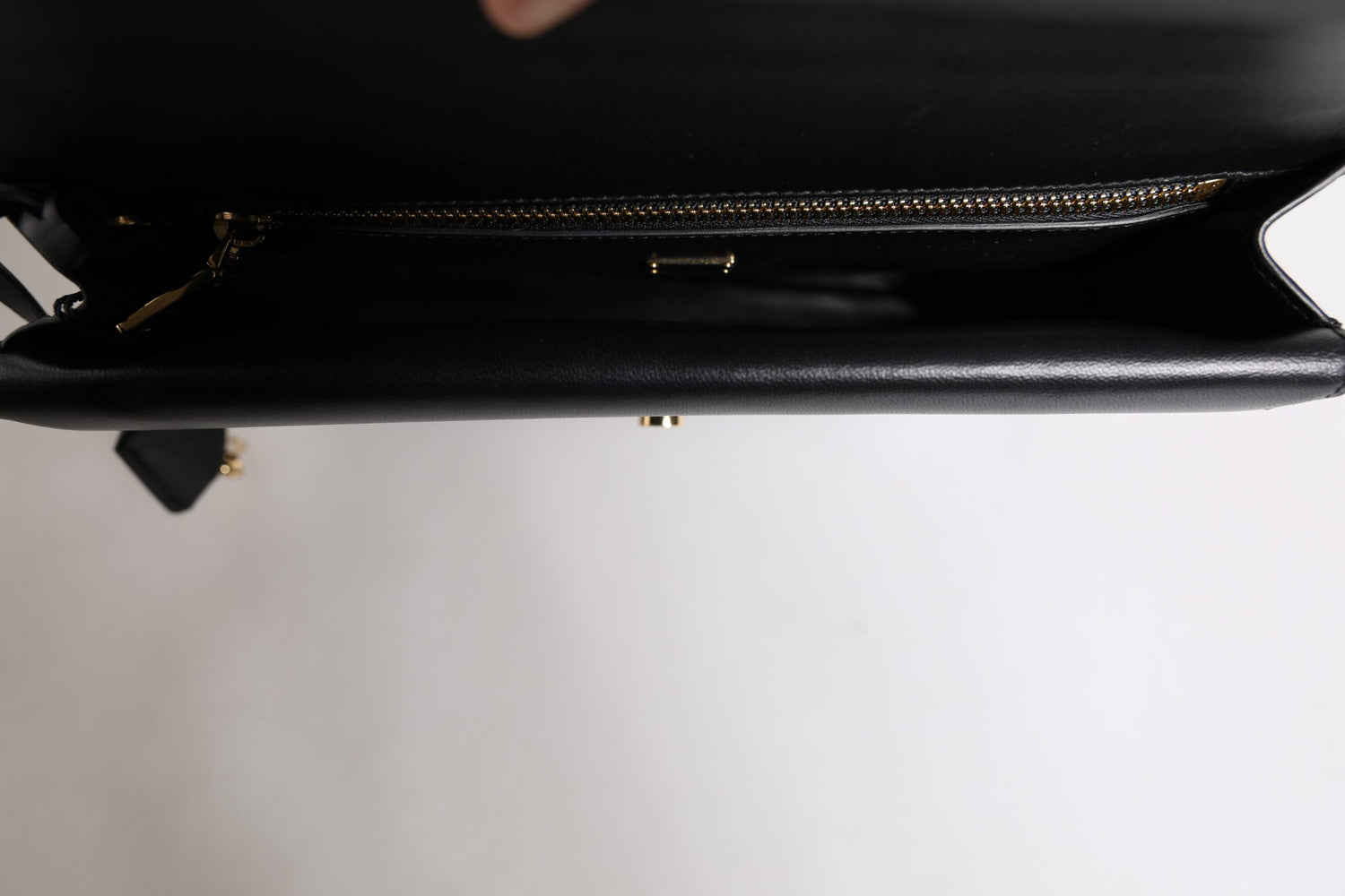 Dolce &amp; Gabbana Black Leather Logo Plaque Document Briefcase Bag