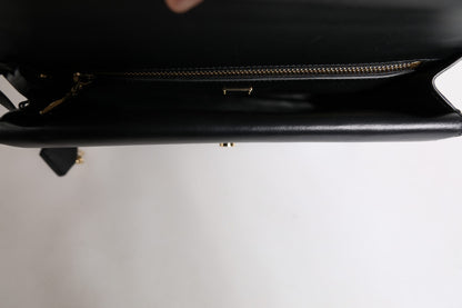 Dolce &amp; Gabbana Black Leather Logo Plaque Document Briefcase Bag