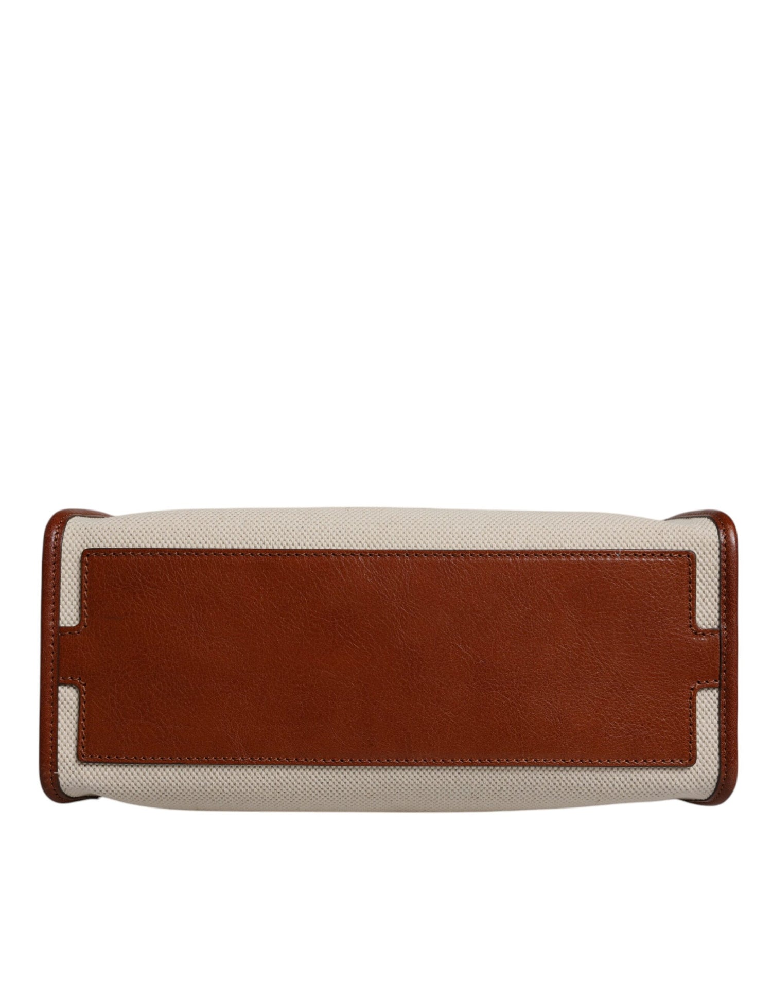 Dolce &amp; Gabbana Beige Brown Cotton Leather Duffle Shoulder Bag