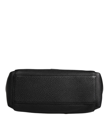 Dolce &amp; Gabbana Black Leather Logo Plaque Shoulder Crossbody Bag