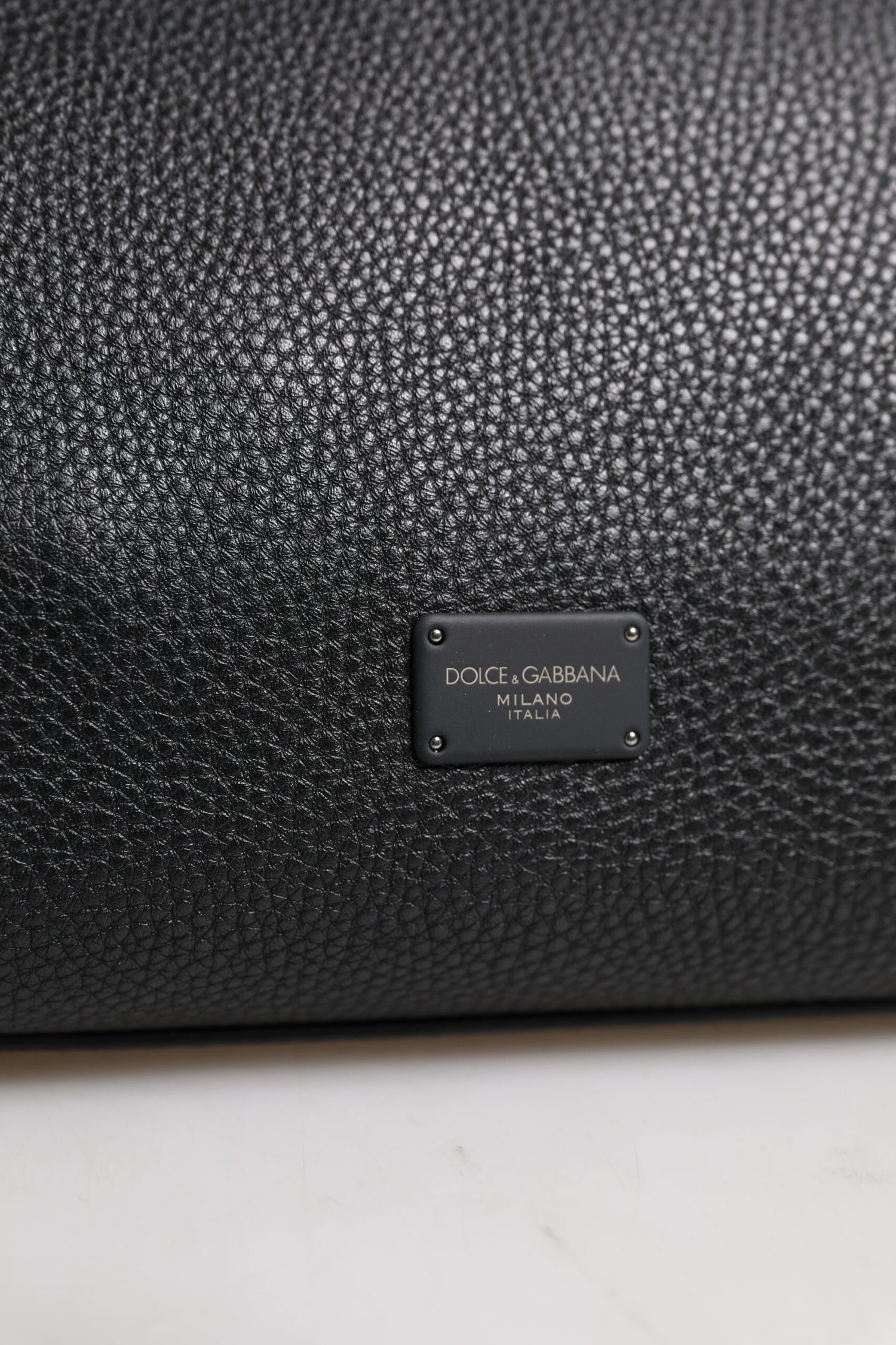 Dolce &amp; Gabbana Black Leather Logo Plaque Shoulder Crossbody Bag