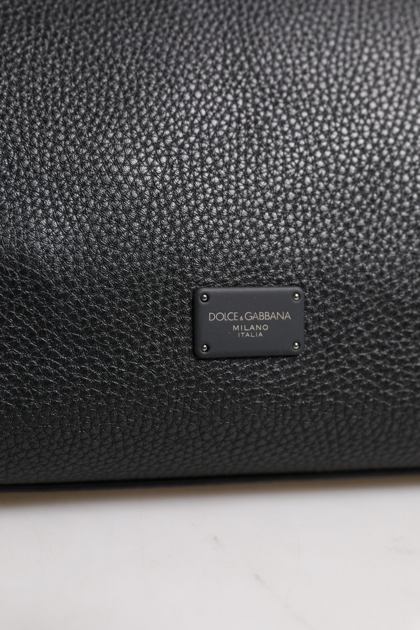 Dolce &amp; Gabbana Black Leather Logo Plaque Shoulder Crossbody Bag