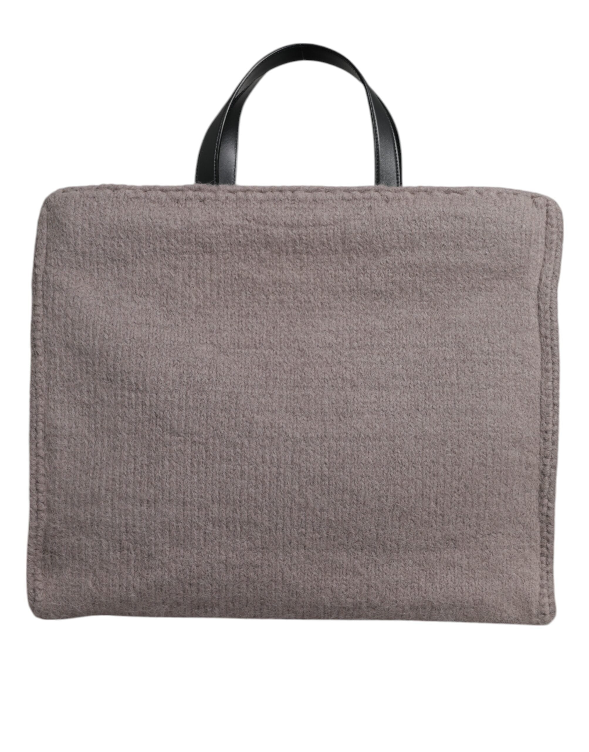 Dolce &amp;amp; Gabbana Grå Alpackaull Toteväska med Logotypplakett
