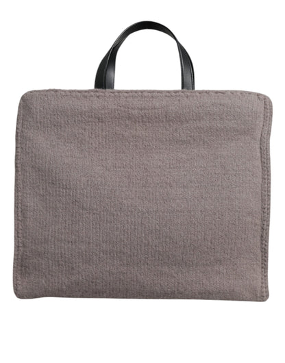 Dolce &amp;amp; Gabbana Grå Alpackaull Toteväska med Logotypplakett