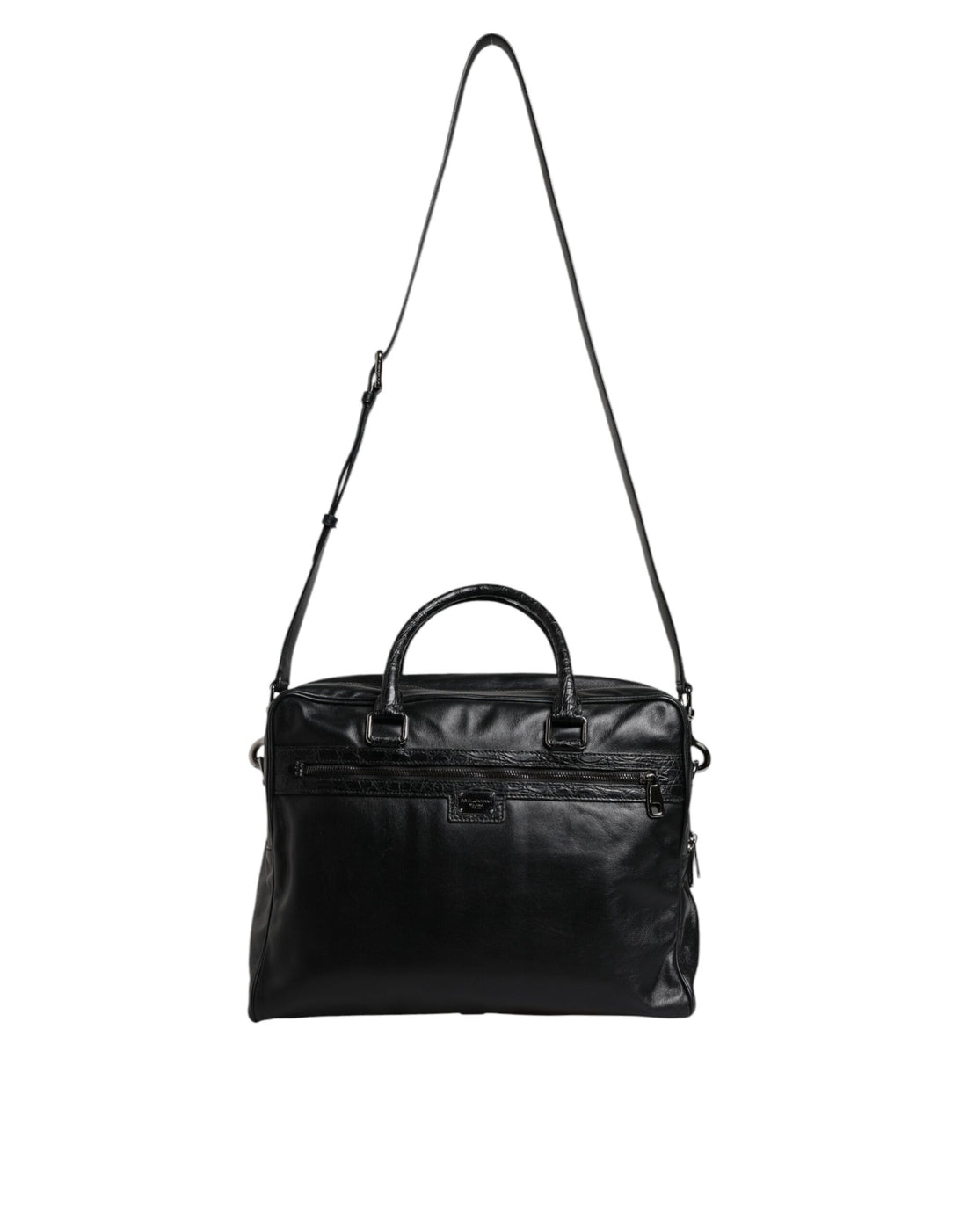 Dolce &amp; Gabbana Black Leather Messenger Shoulder Strap Bag