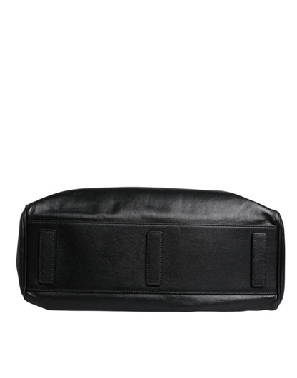 Dolce &amp; Gabbana Black Leather Messenger Shoulder Strap Bag