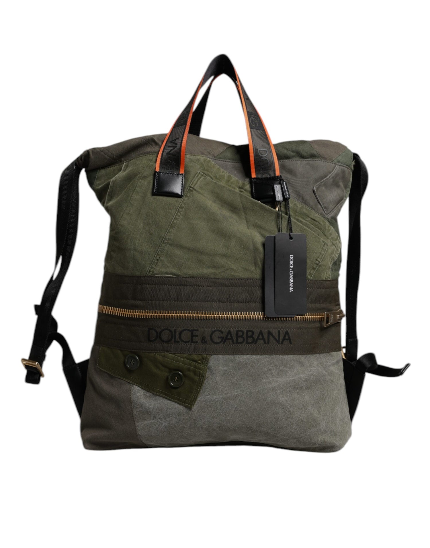 Dolce &amp; Gabbana Military Green Patchwork Rucksack Backpack Bag