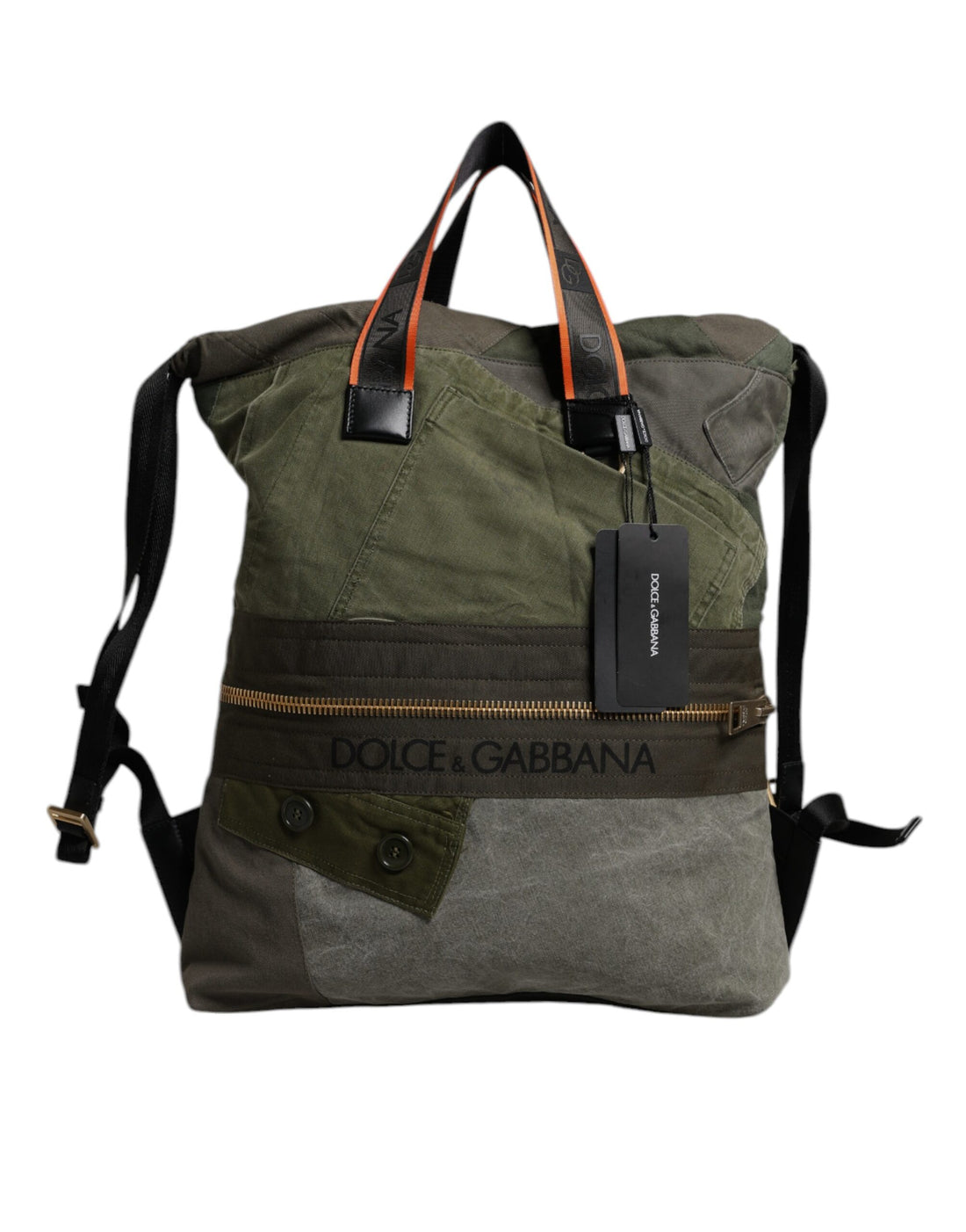 Dolce &amp; Gabbana Military Green Patchwork Rucksack Backpack Bag