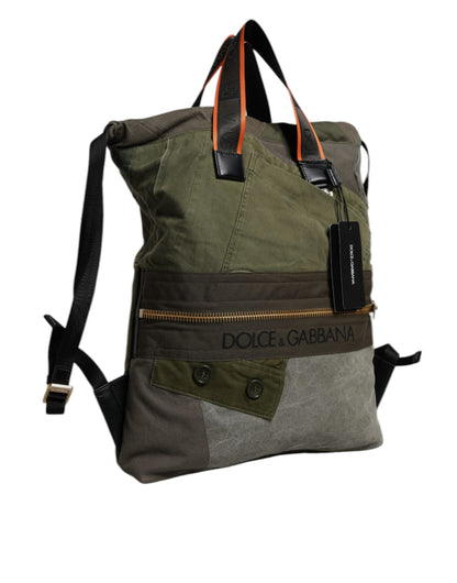 Dolce &amp; Gabbana Military Green Patchwork Rucksack Backpack Bag