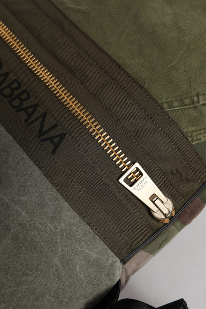 Dolce &amp; Gabbana Military Green Patchwork Rucksack Backpack Bag