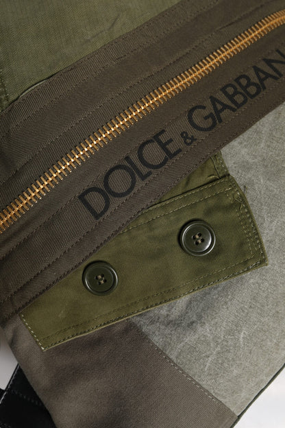 Dolce &amp; Gabbana Military Green Patchwork Rucksack Backpack Bag