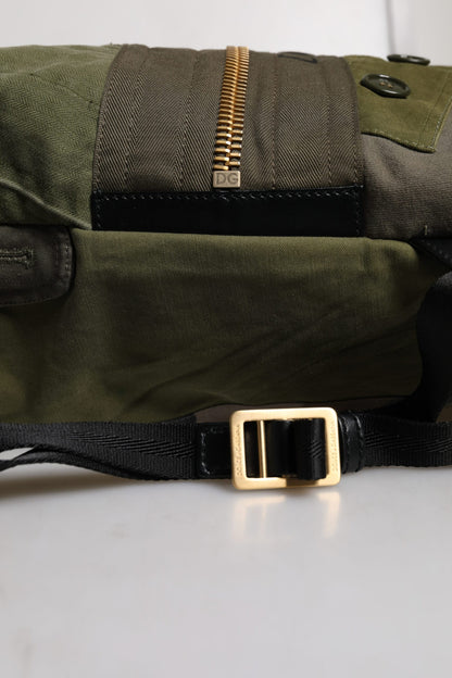 Dolce &amp; Gabbana Military Green Patchwork Rucksack Backpack Bag