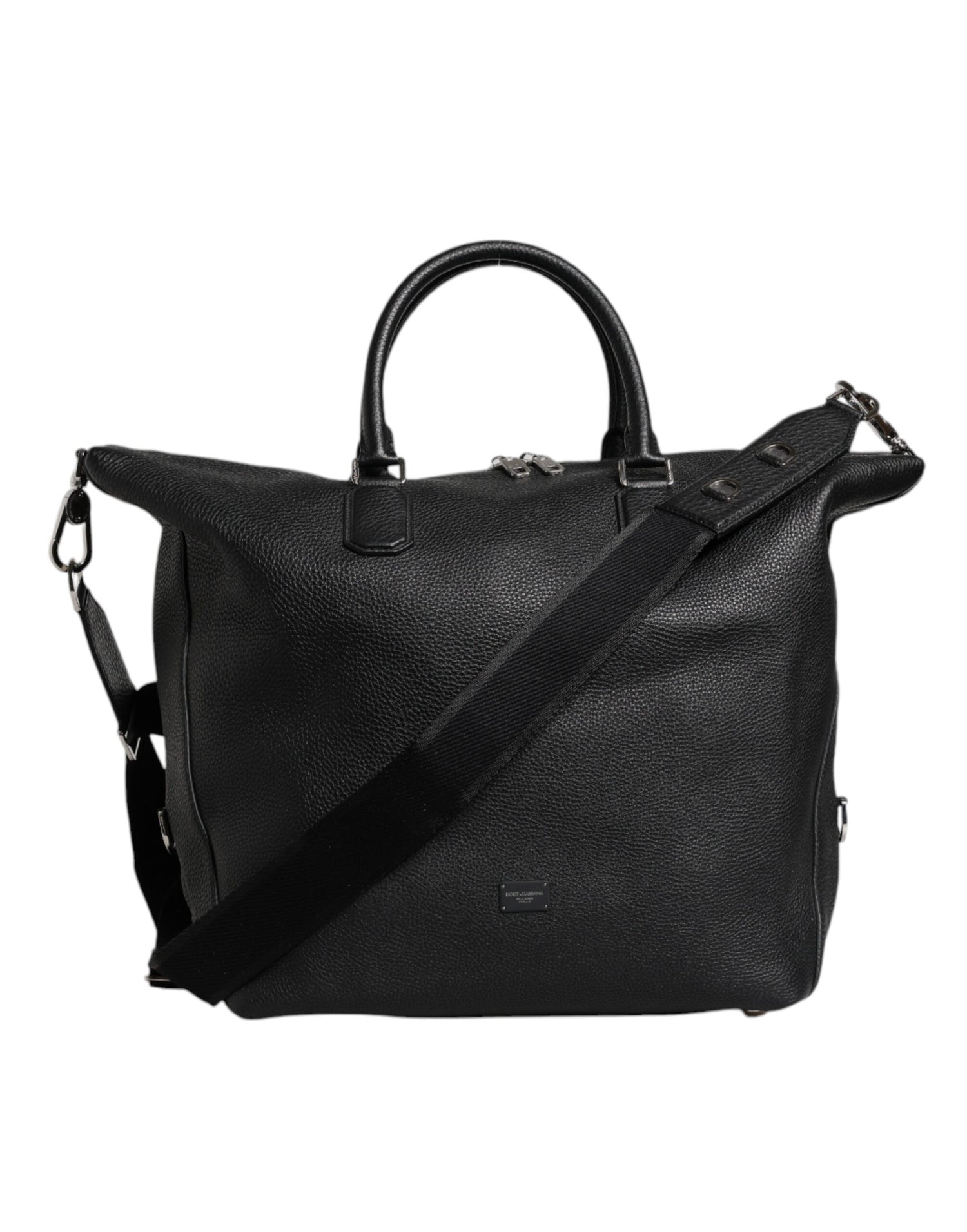 Dolce &amp;amp; Gabbana svart duffelväska i kalvskinn och läder