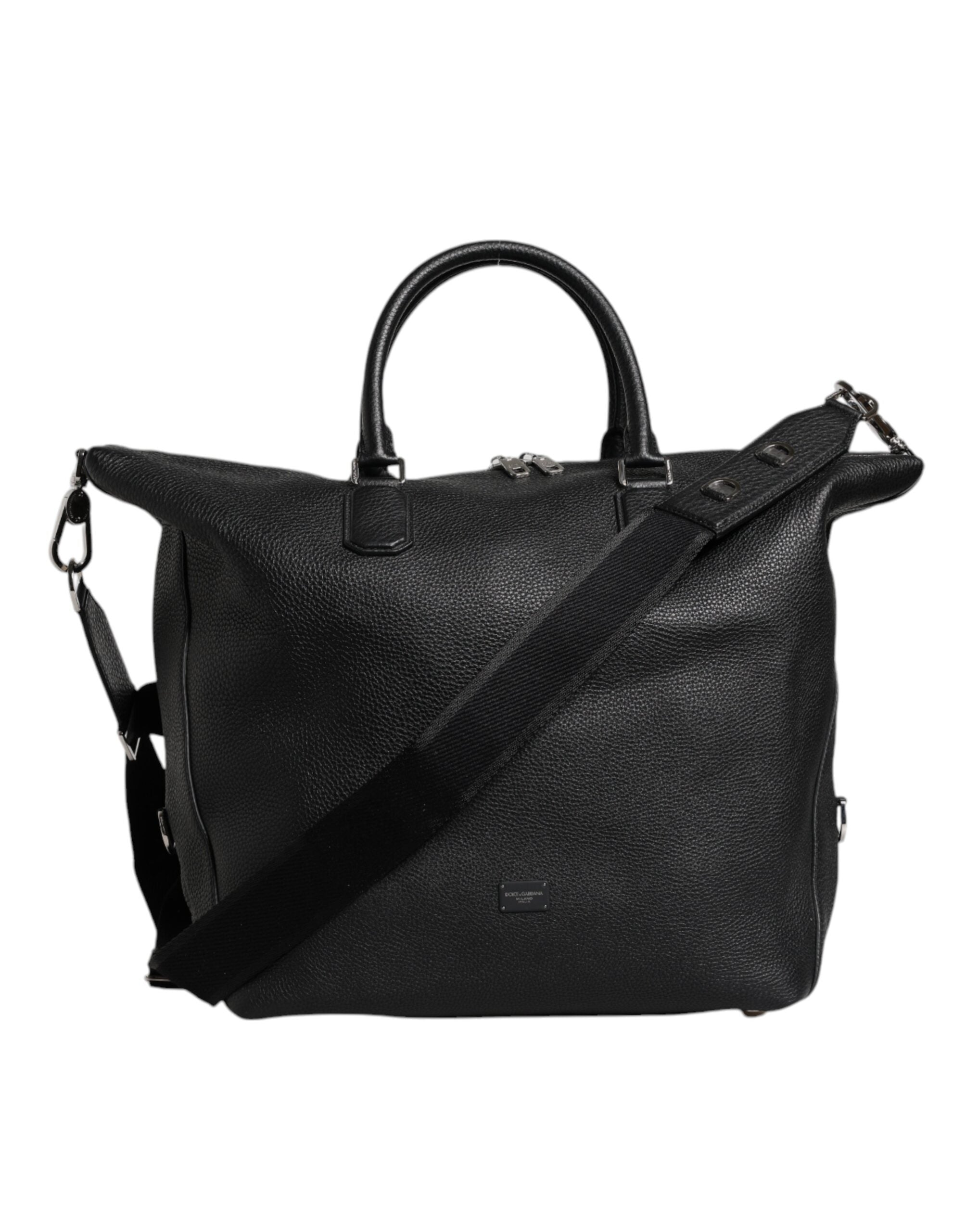 Dolce &amp;amp; Gabbana svart duffelväska i kalvskinn och läder