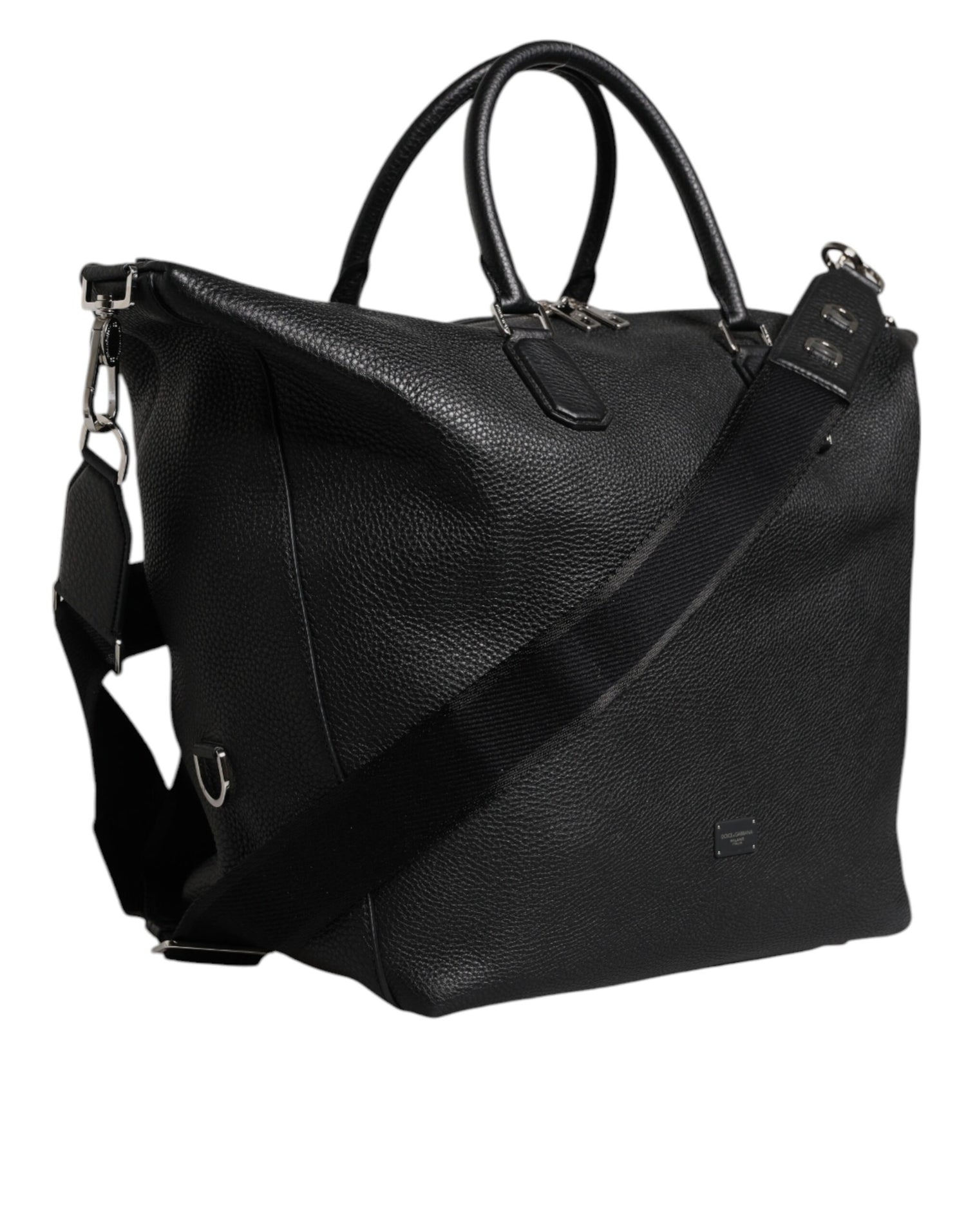 Dolce &amp;amp; Gabbana svart duffelväska i kalvskinn och läder