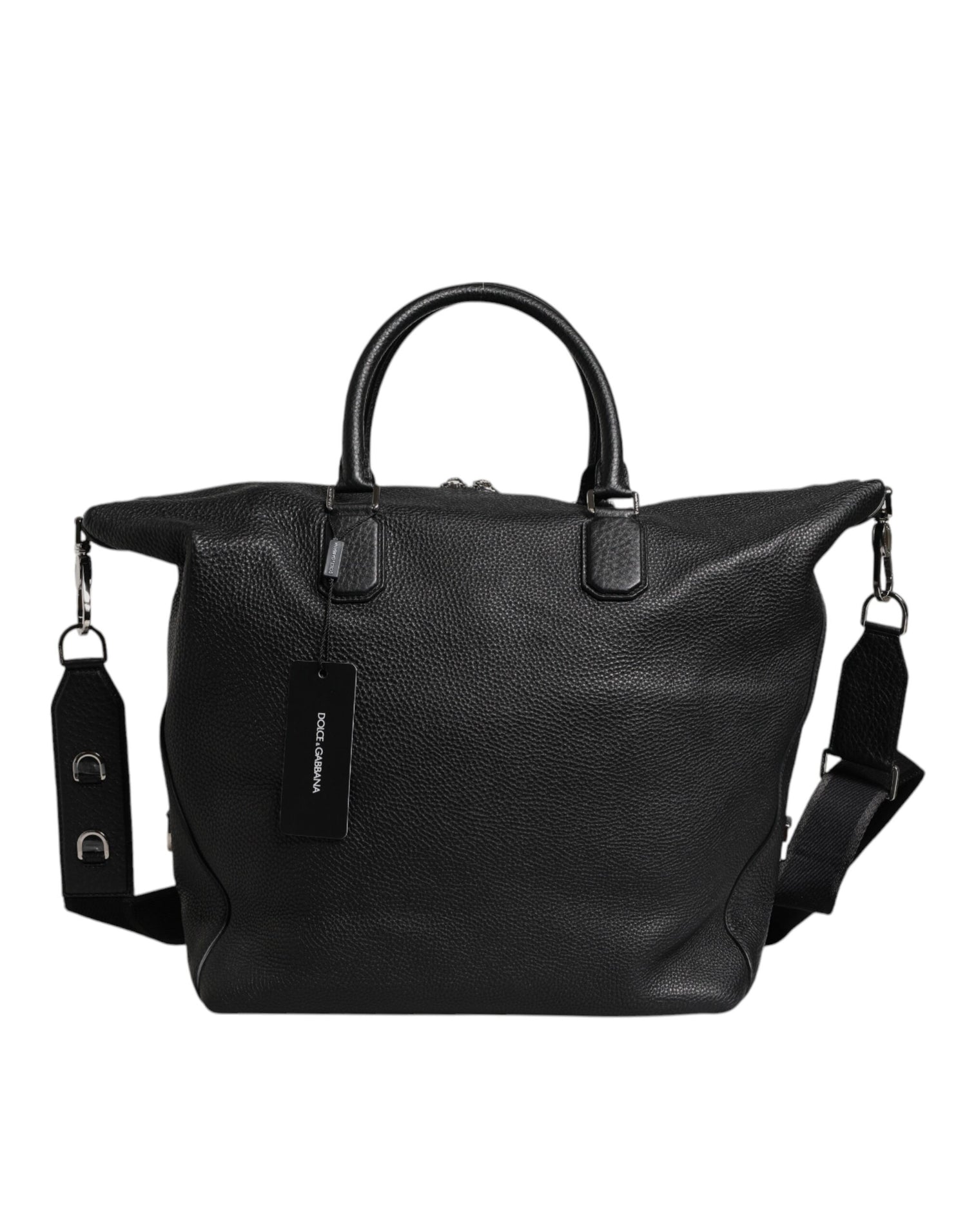 Dolce &amp;amp; Gabbana svart duffelväska i kalvskinn och läder