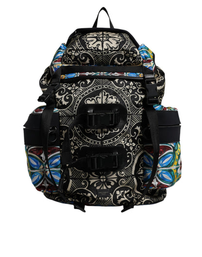 Dolce &amp; Gabbana Multicolor Maiolica Print Nylon Backpack Bag