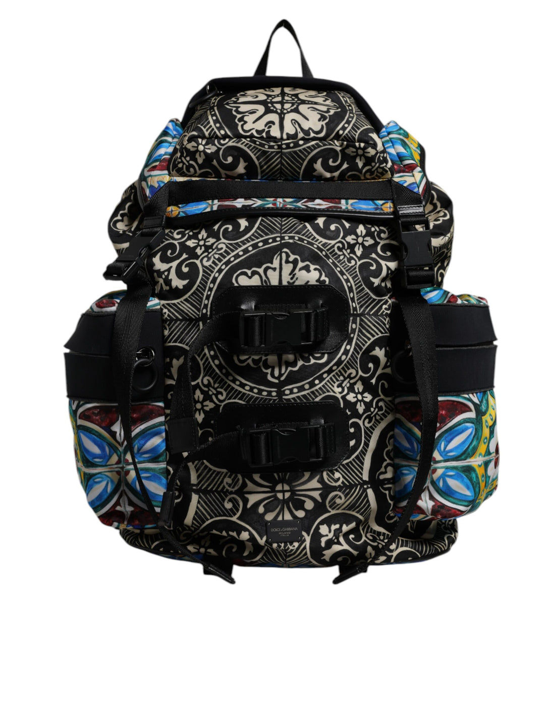 Dolce &amp; Gabbana Multicolor Maiolica Print Nylon Backpack Bag