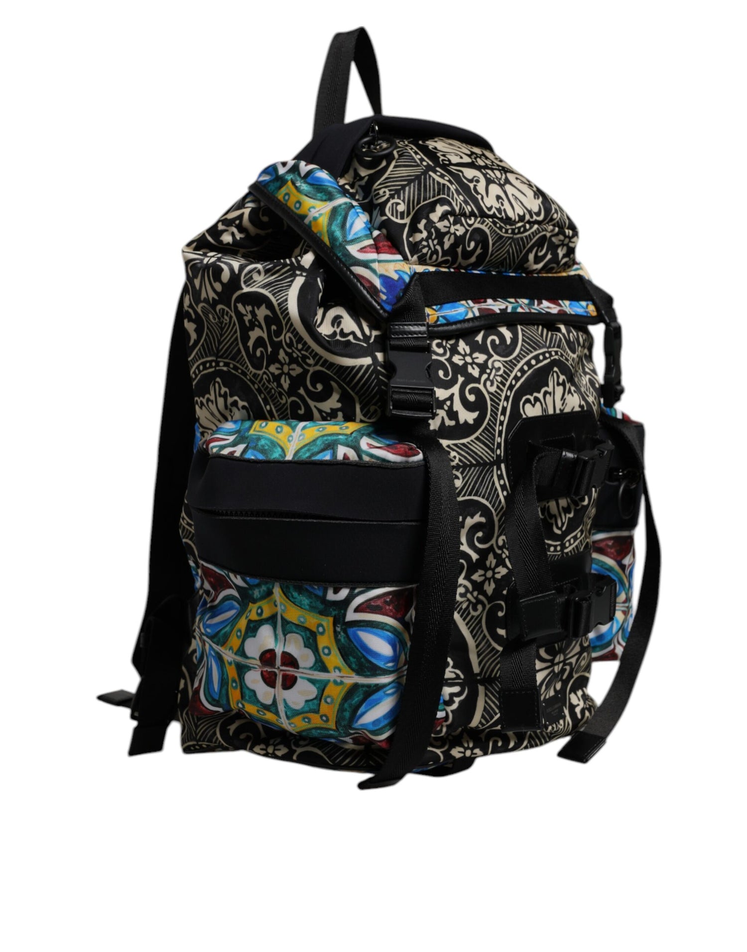 Dolce &amp; Gabbana Multicolor Maiolica Print Nylon Backpack Bag