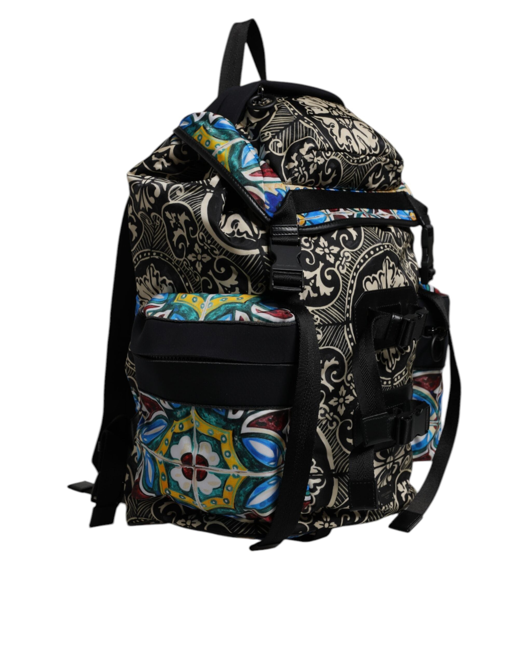 Dolce &amp; Gabbana Multicolor Maiolica Print Nylon Backpack Bag