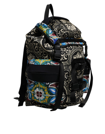 Dolce &amp; Gabbana Multicolor Maiolica Print Nylon Backpack Bag