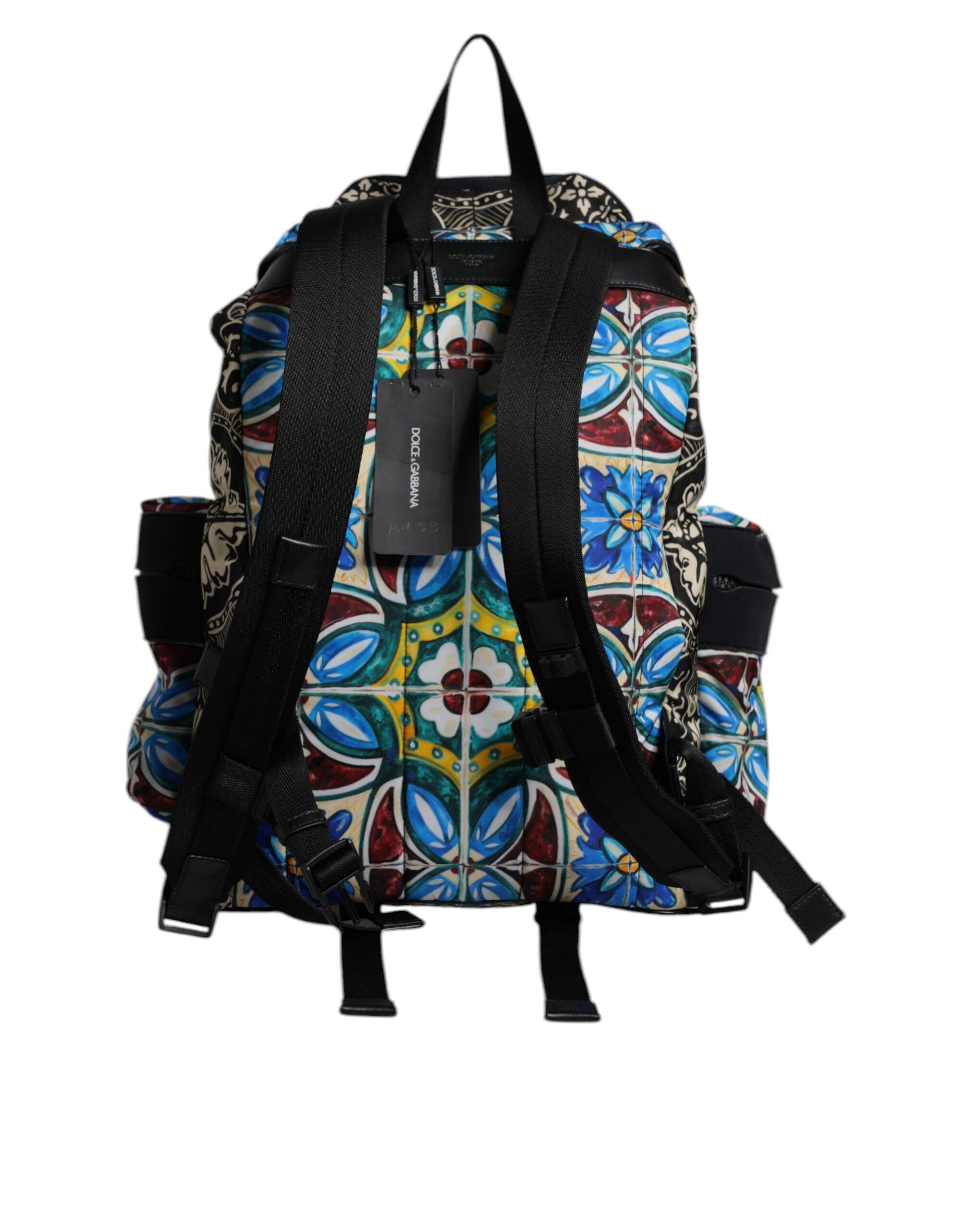 Dolce &amp; Gabbana Multicolor Maiolica Print Nylon Backpack Bag