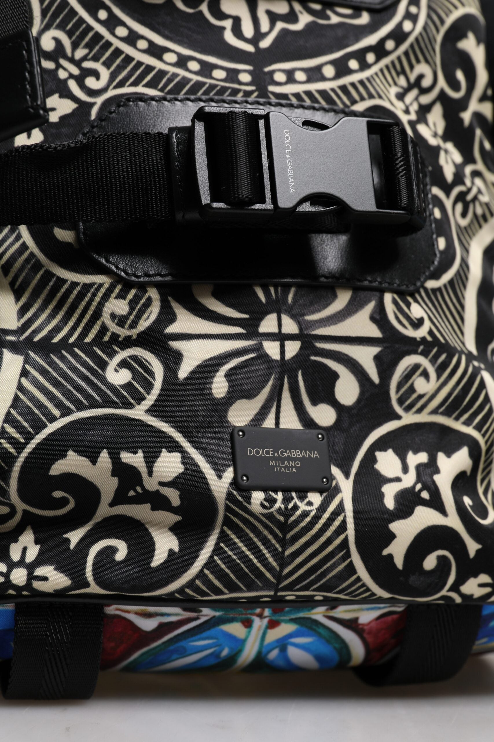Dolce &amp; Gabbana Multicolor Maiolica Print Nylon Backpack Bag