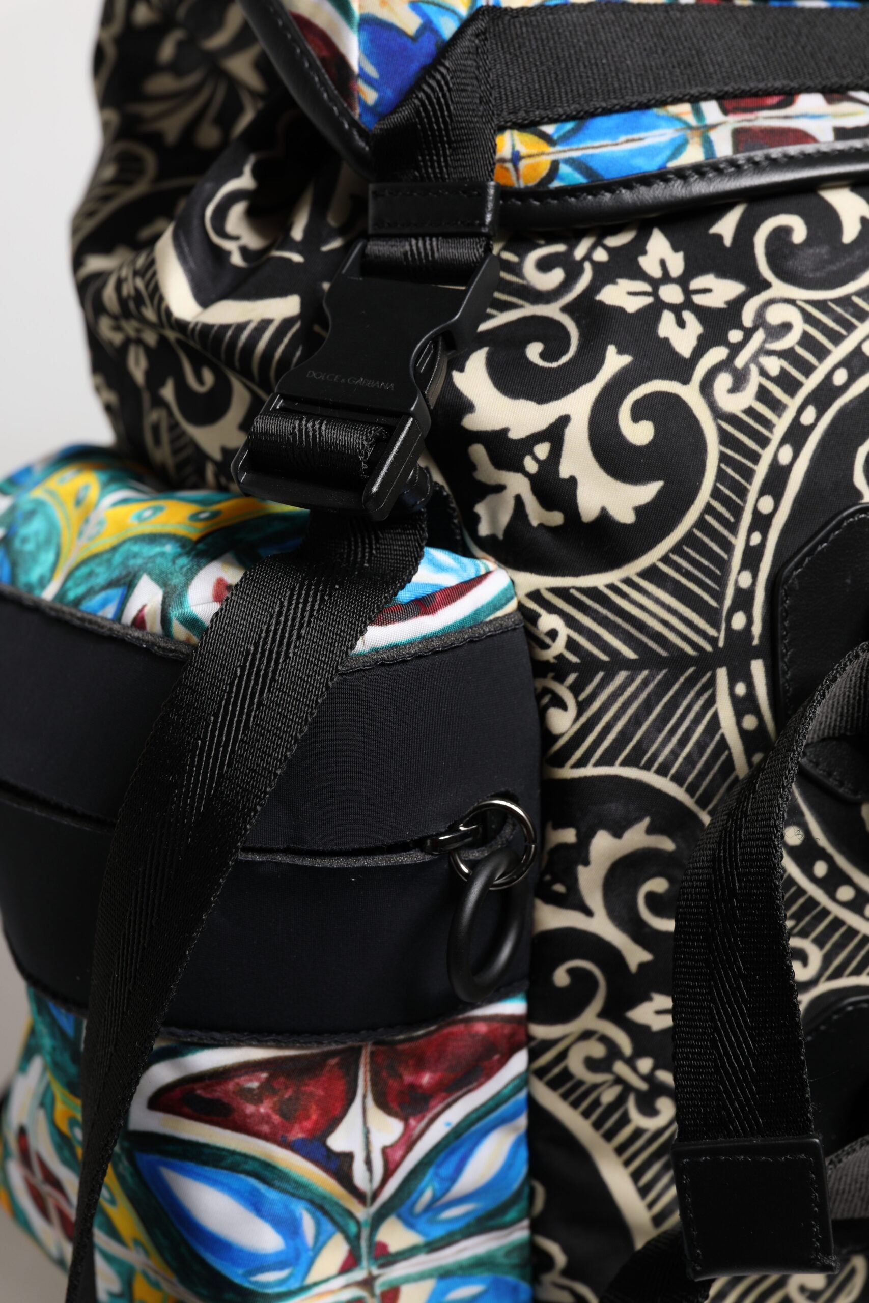 Dolce &amp; Gabbana Multicolor Maiolica Print Nylon Backpack Bag