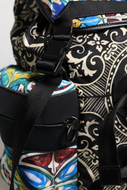 Dolce &amp; Gabbana Multicolor Maiolica Print Nylon Backpack Bag