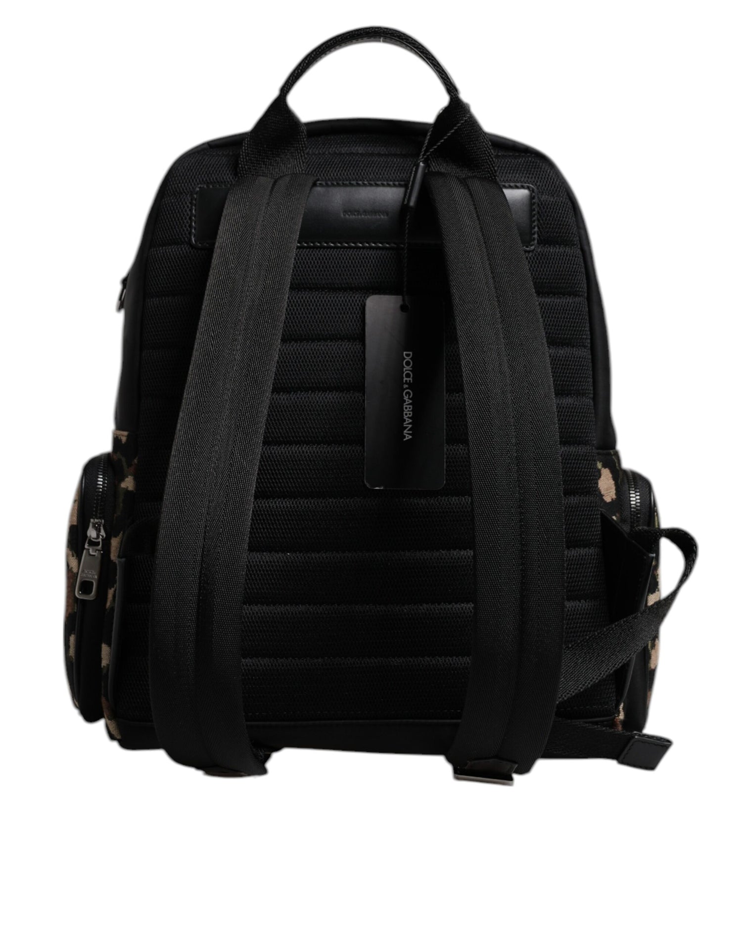 Dolce &amp; Gabbana Multicolor Leopard Print DG Logo Plaque Men Backpack Bag