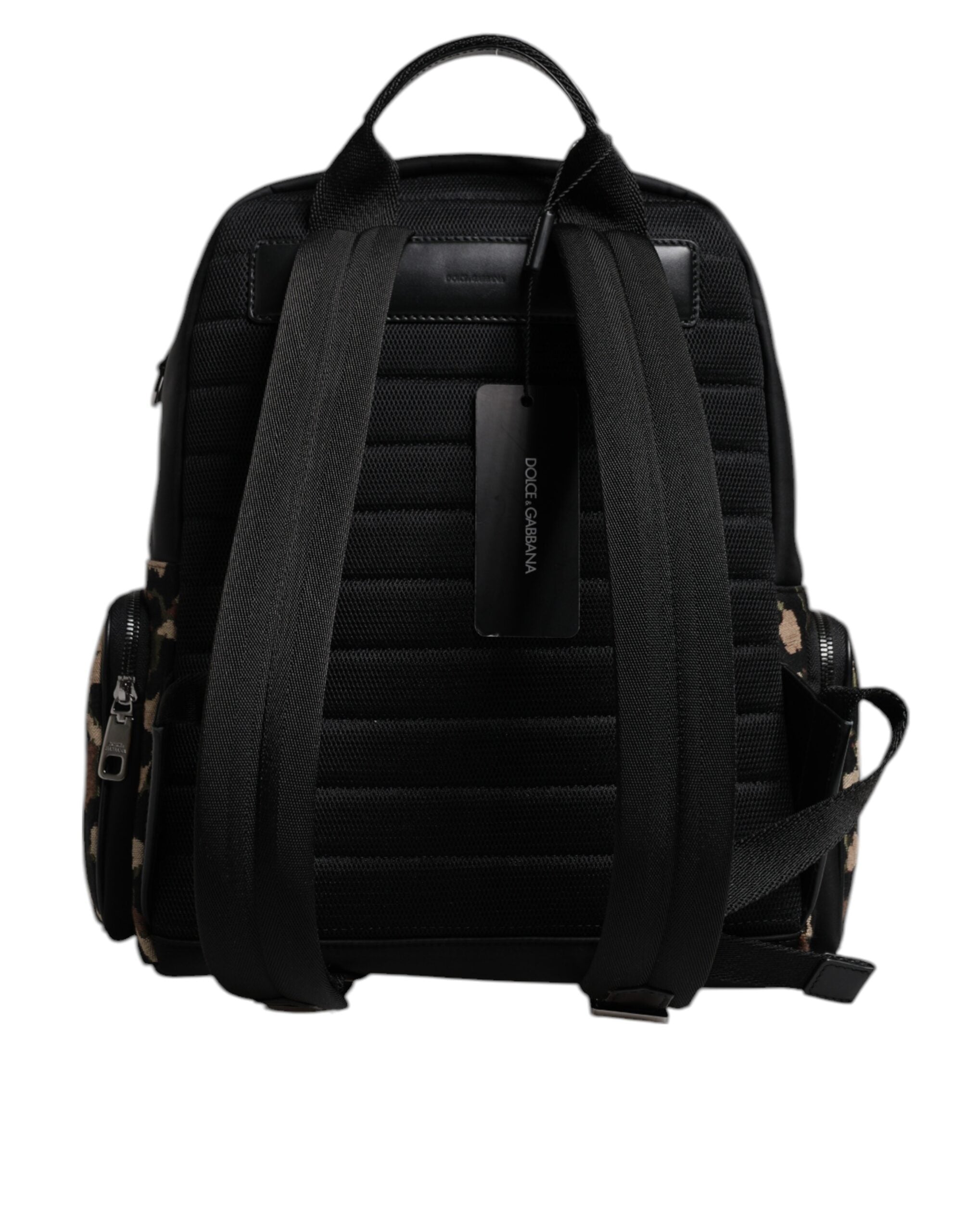 Dolce &amp; Gabbana Multicolor Leopard Print DG Logo Plaque Men Backpack Bag
