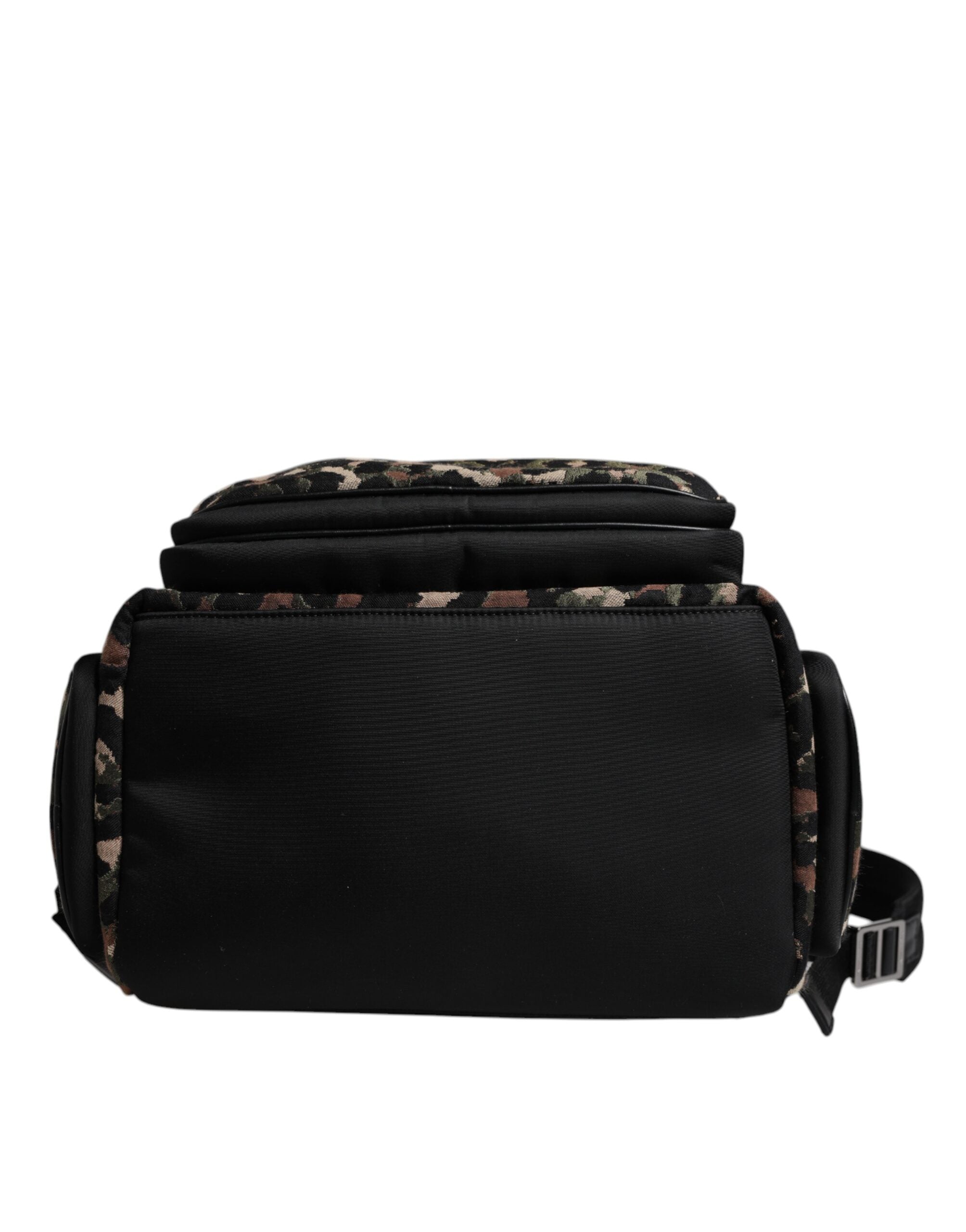 Dolce &amp; Gabbana Multicolor Leopard Print DG Logo Plaque Men Backpack Bag