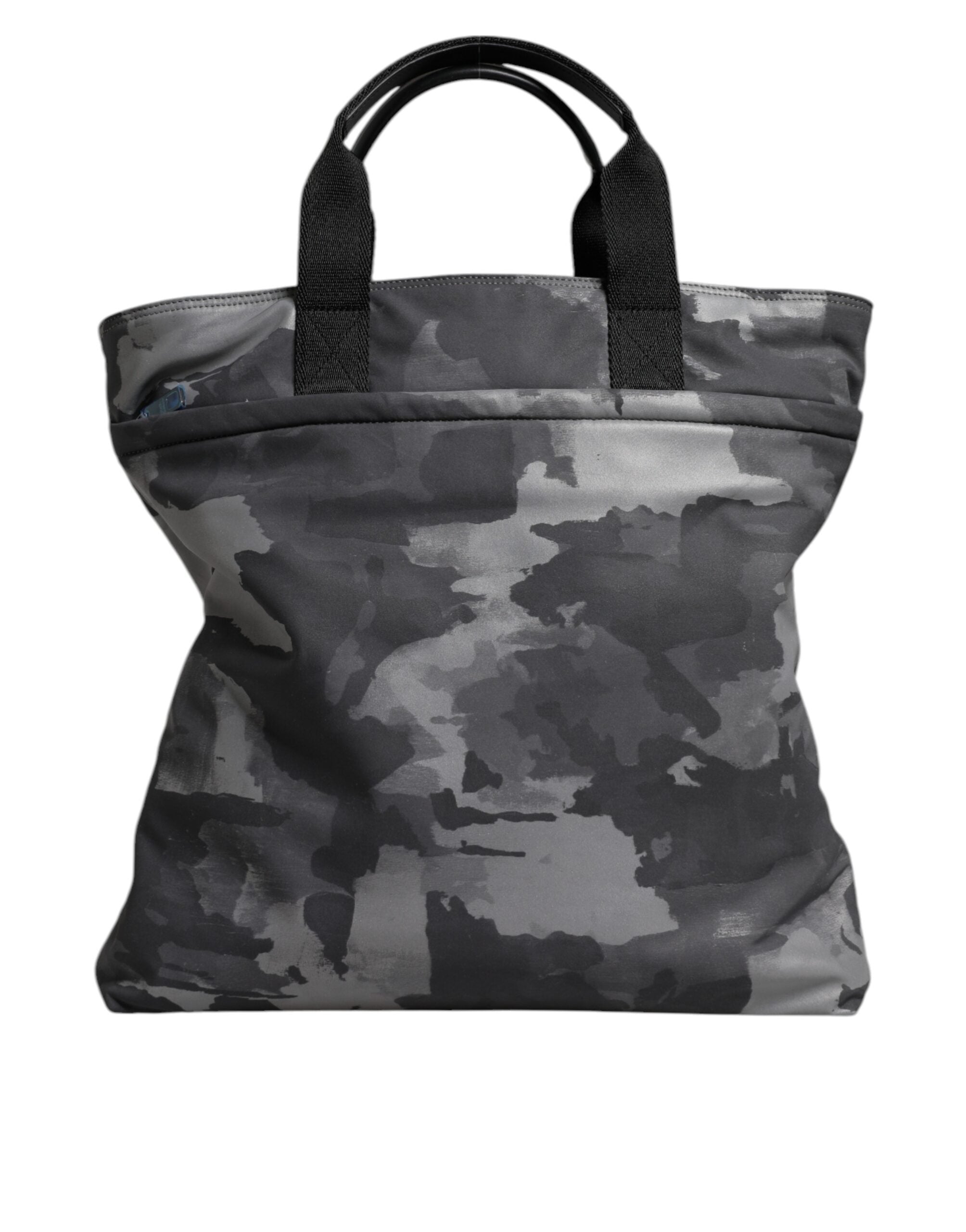 Dolce &amp; Gabbana Gray Camo Cotton Multiple Compartments Tote Bag