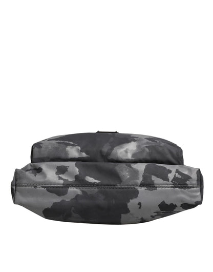 Dolce &amp; Gabbana Gray Camo Cotton Multiple Compartments Tote Bag