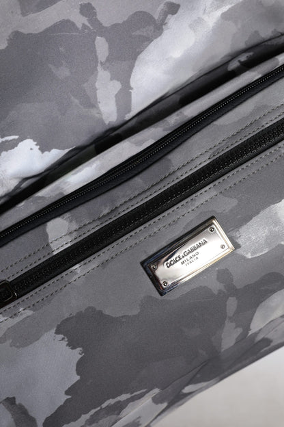 Dolce &amp; Gabbana Gray Camo Cotton Multiple Compartments Tote Bag