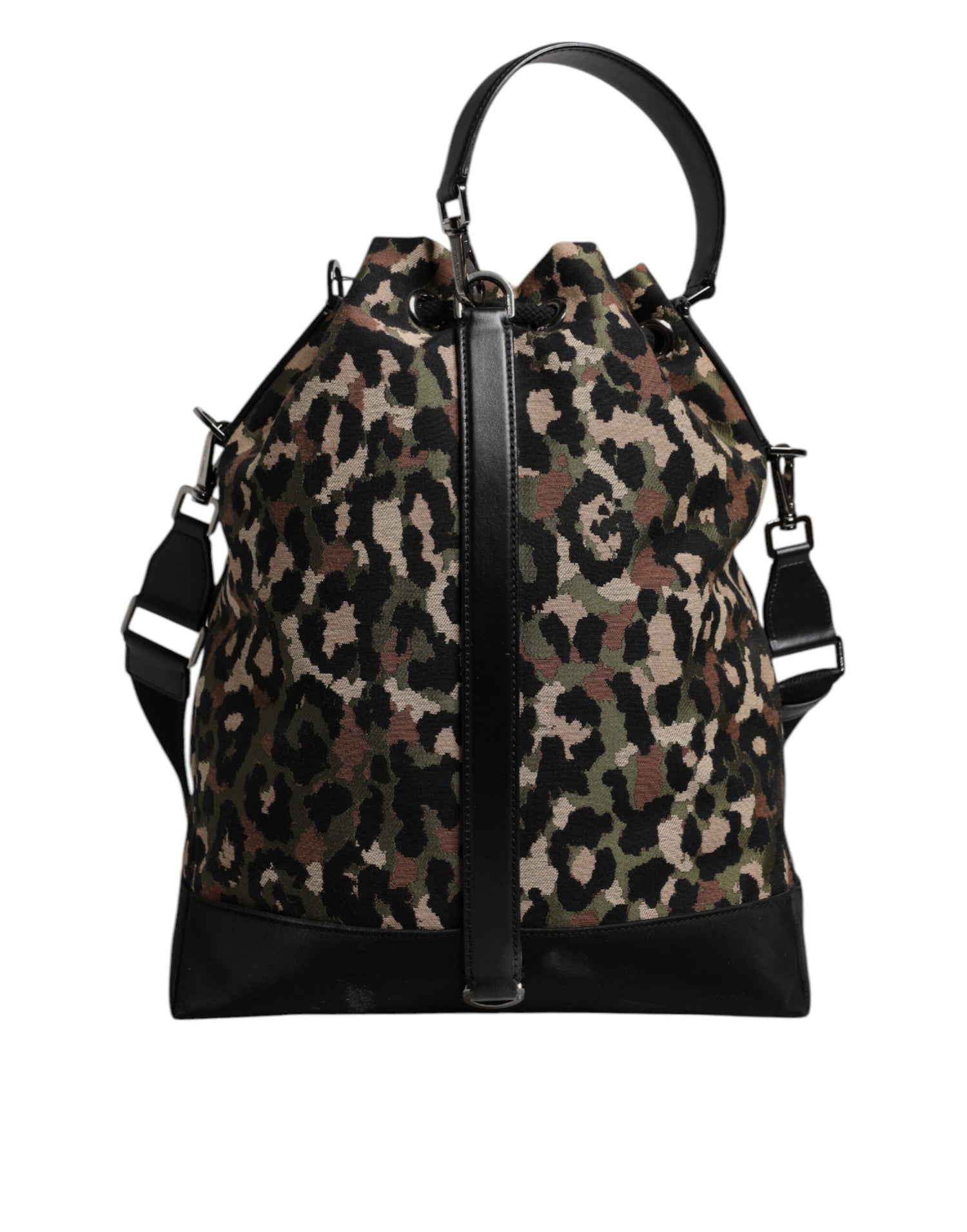 Dolce &amp; Gabbana Multicolor Leopard Cotton Shoulder Bucket Bag