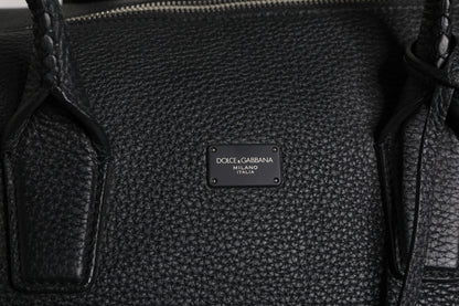 Dolce &amp; Gabbana Black Calfskin Leather Hand Shoulder Duffle Bag