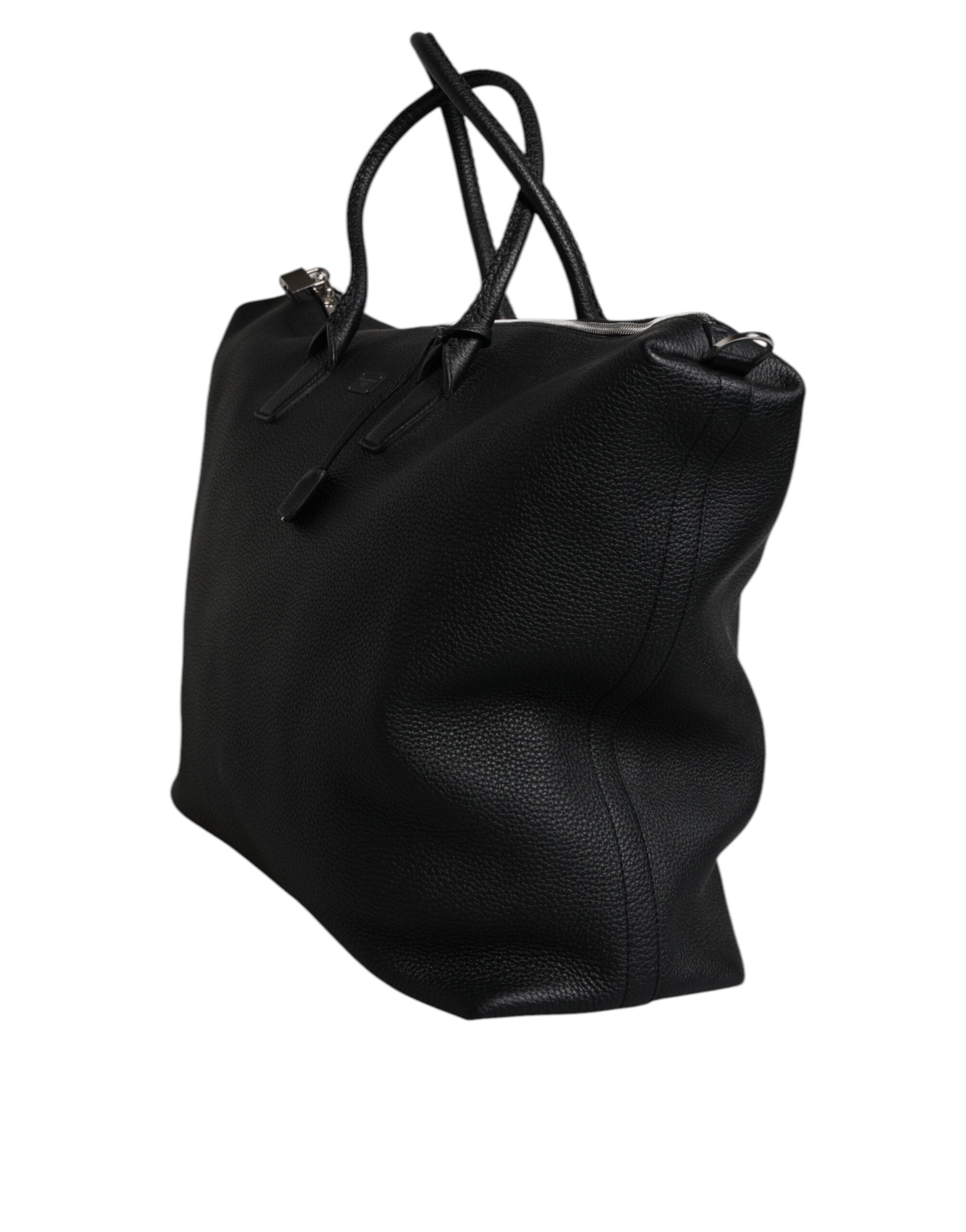Dolce &amp; Gabbana Black Calfskin Leather Hand Shoulder Duffle Bag