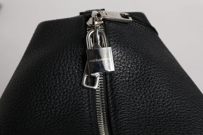 Dolce &amp; Gabbana Black Calfskin Leather Hand Shoulder Duffle Bag