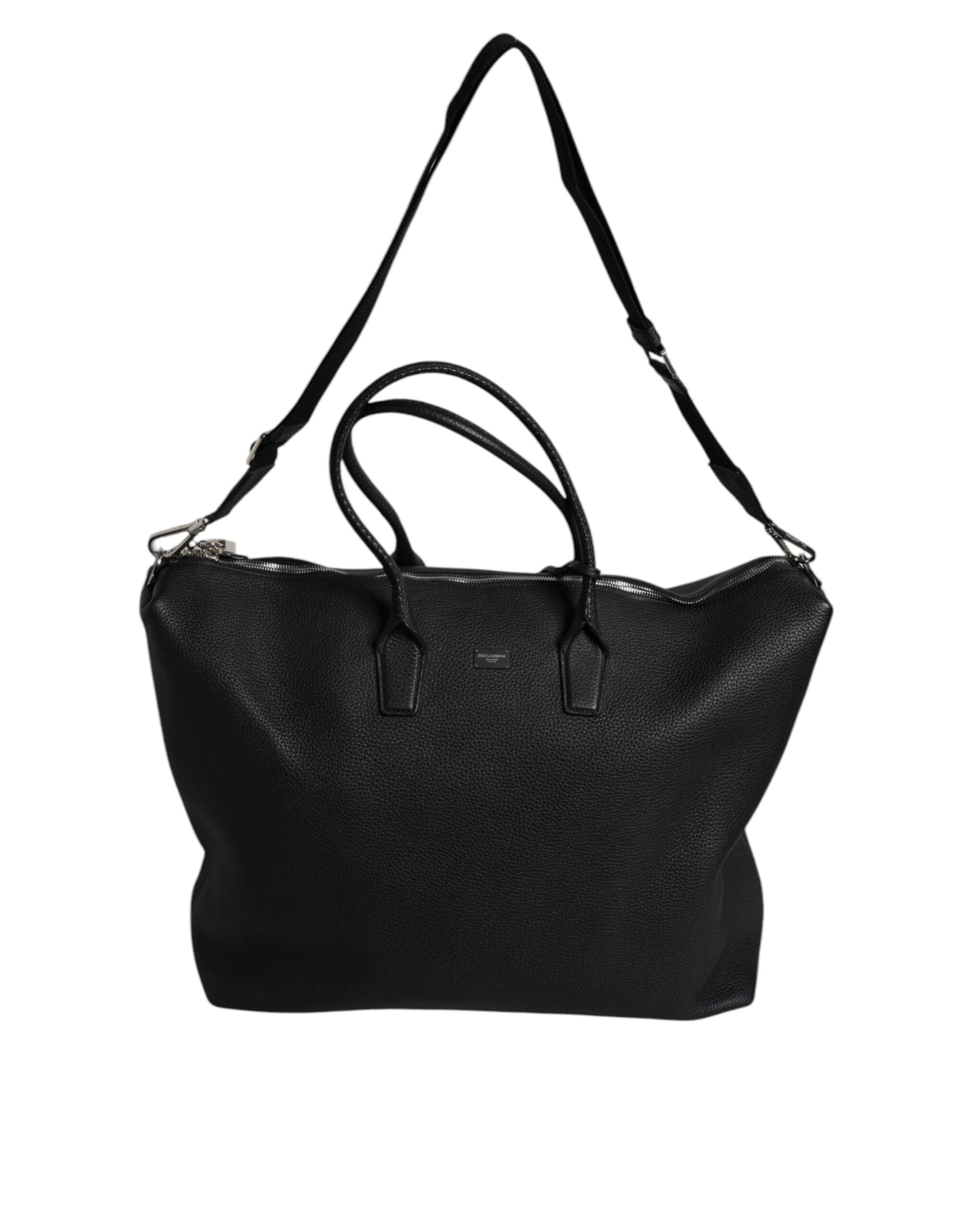 Dolce &amp; Gabbana Black Calfskin Leather Hand Shoulder Duffle Bag