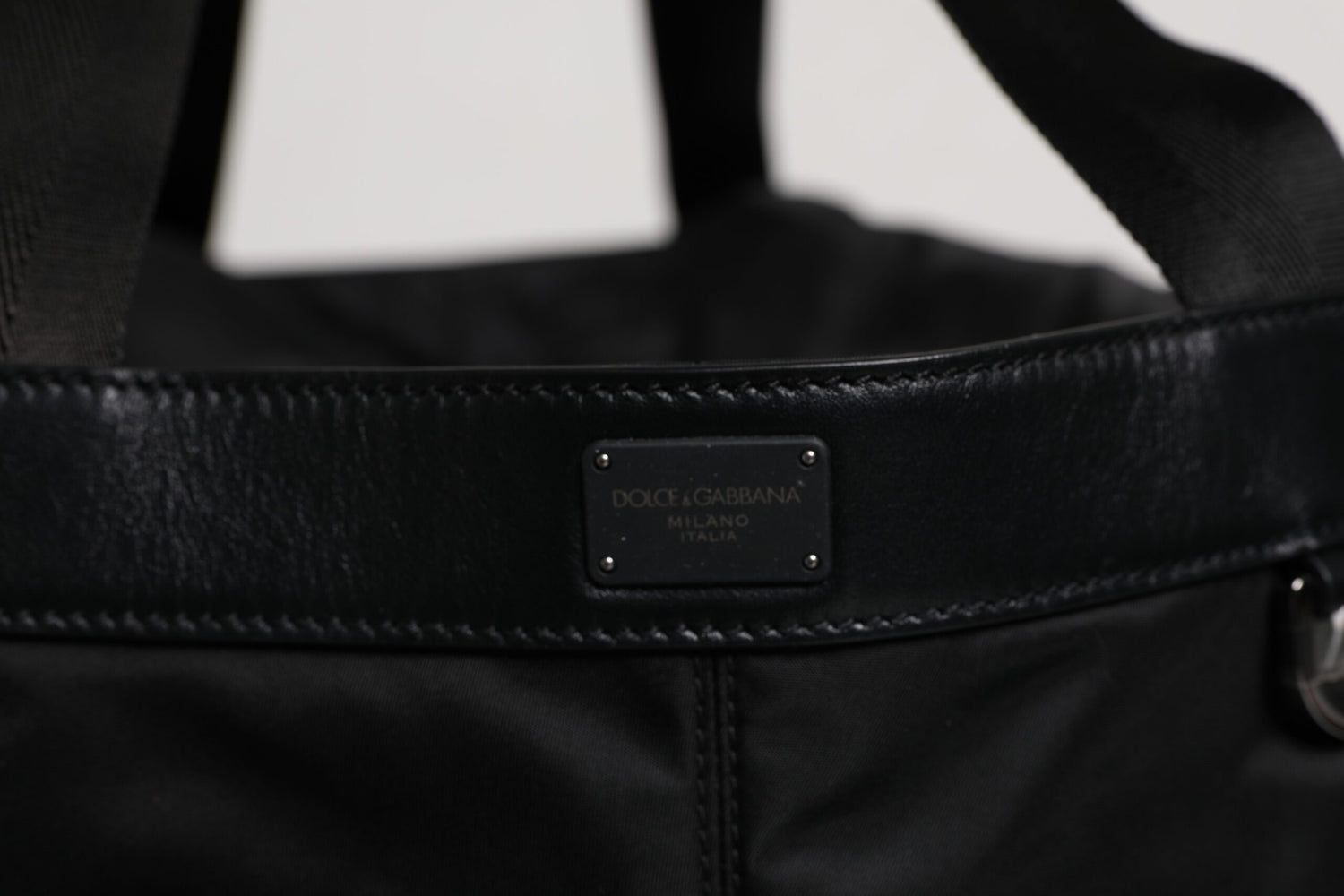 Dolce &amp; Gabbana Black Nylon White Iconic Logo Shoulder Bucket Bag