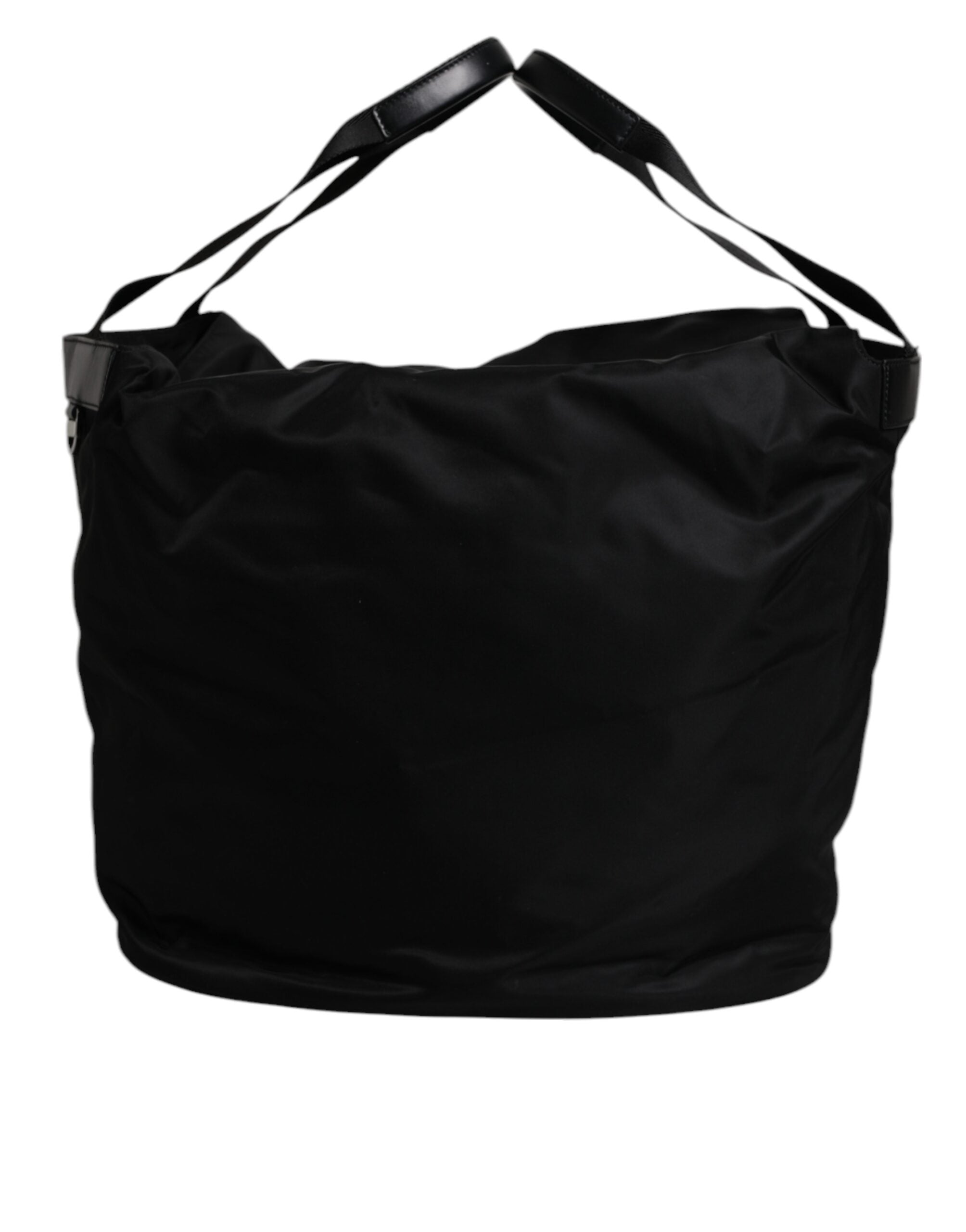 Dolce &amp; Gabbana Black Nylon White Iconic Logo Shoulder Bucket Bag