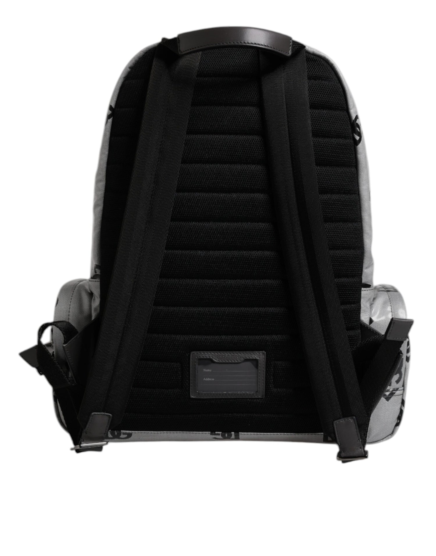 Dolce &amp; Gabbana Polyester Gray Black DG Logo Plaque Backpack Bag